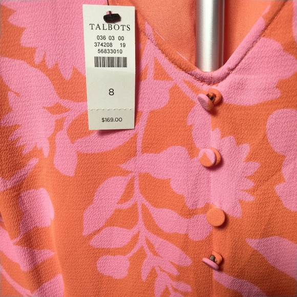 Talbots Silhouette Garden Flutter Sleeve Crepe Dress Size 8 - Picture 4 of 10